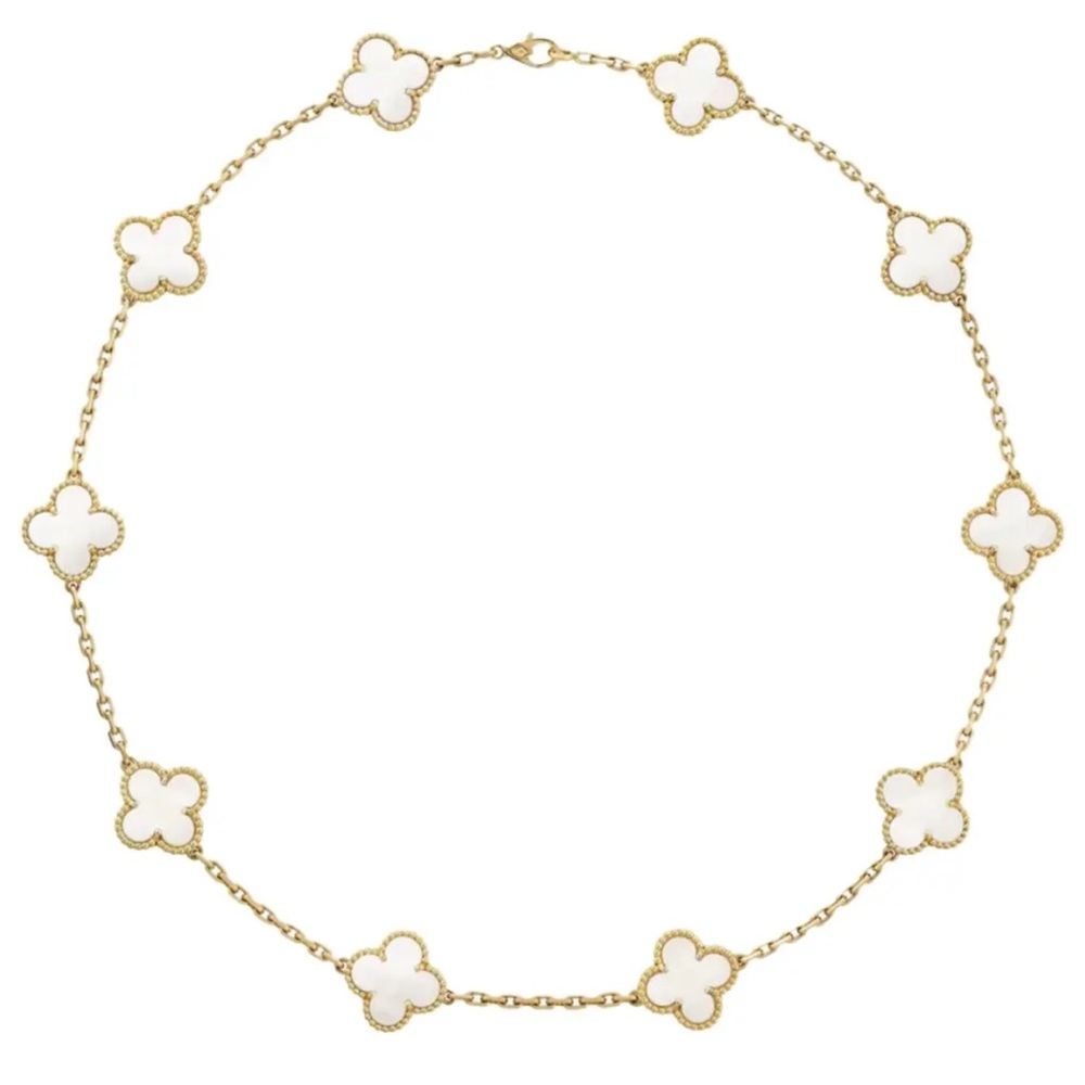 NIB inspired VC&A gold and pearl white necklace